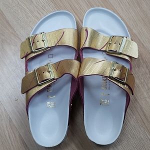 Birkenstock arizona rivet logo gold 39